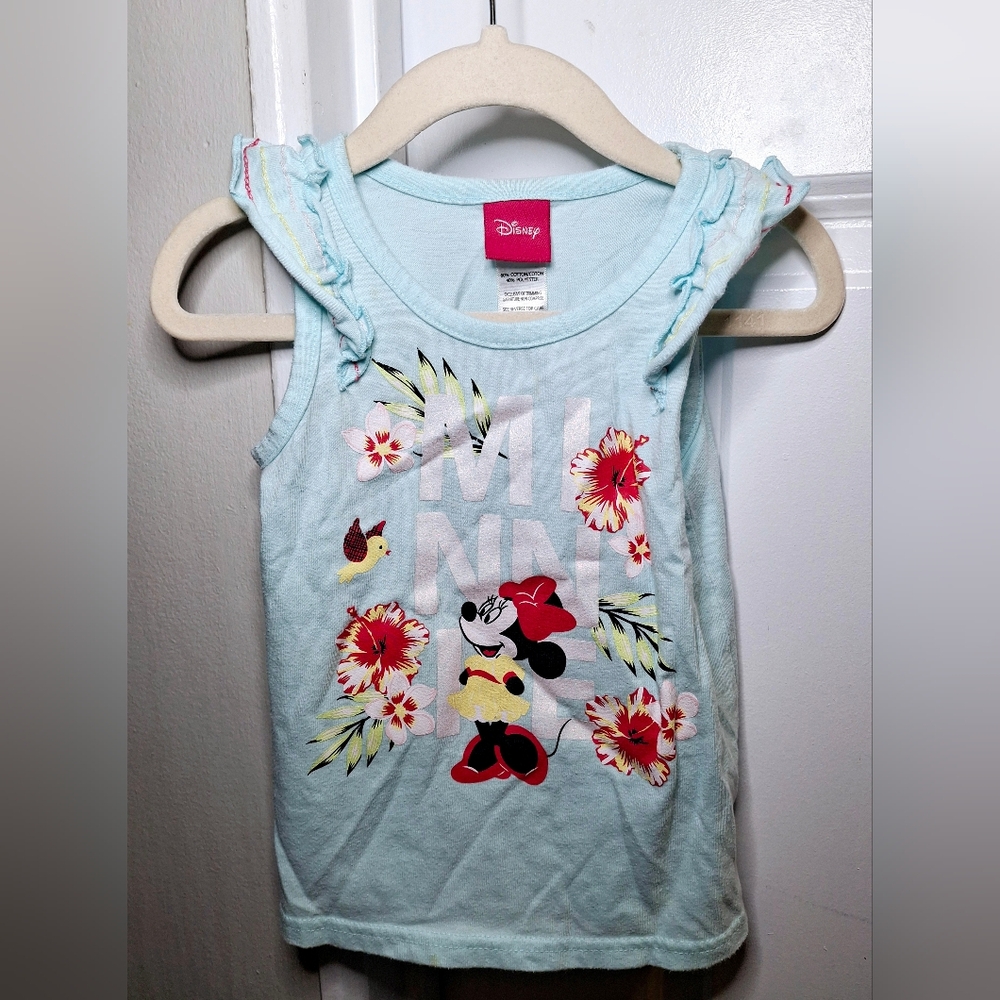 Disney Minnie Mouse Floral Tank Top with Ruffles (3T) - Picture 1 of 3